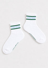 Chicago Double Stripe Crew Sock - Green & Blue