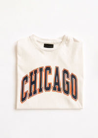 Chicago Varsity Heavyweight Crop Tee - Navy & Orange