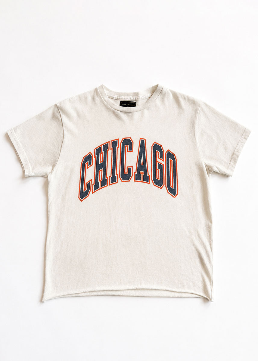 Chicago Varsity Heavyweight Crop Tee - Navy & Orange