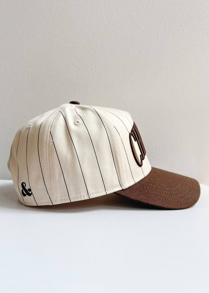 Chicago Puff Pinstripe Baseball Cap - Chocolate