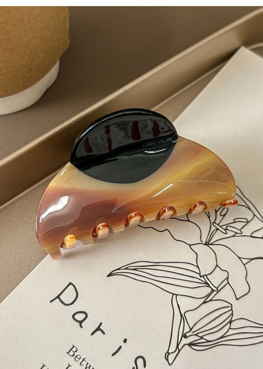 Color Block Hair Claw - Coffee