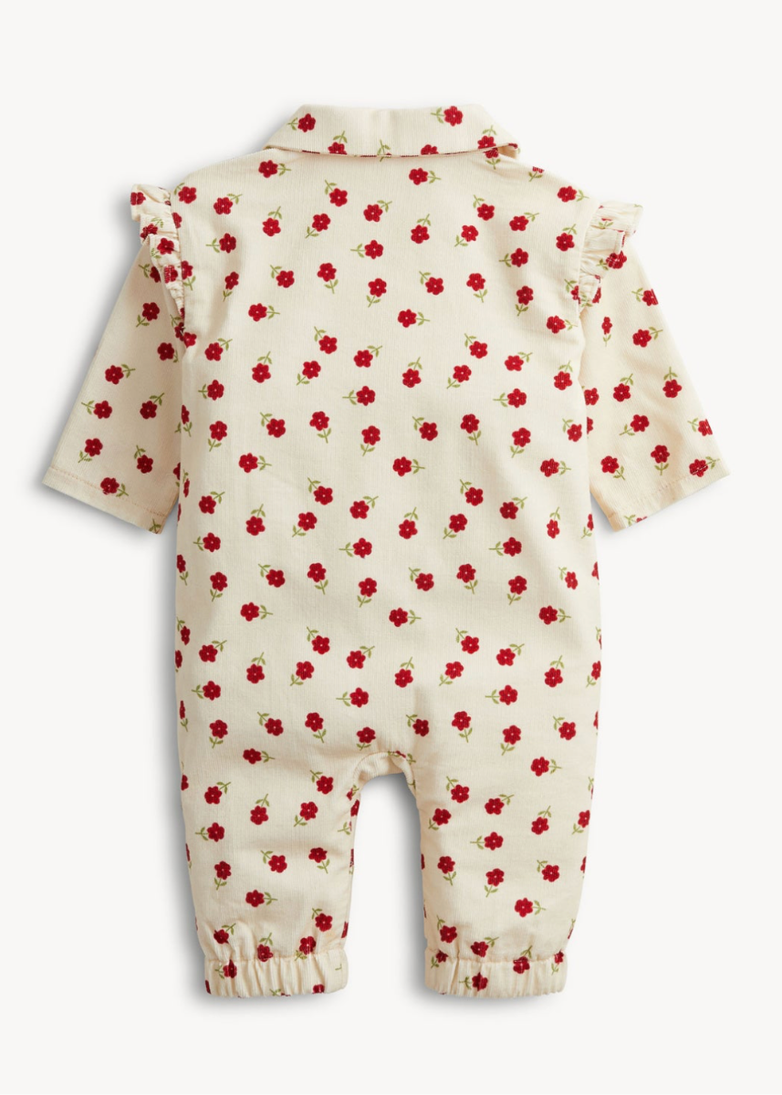Corduroy Ruffle Jumpsuit - Floral