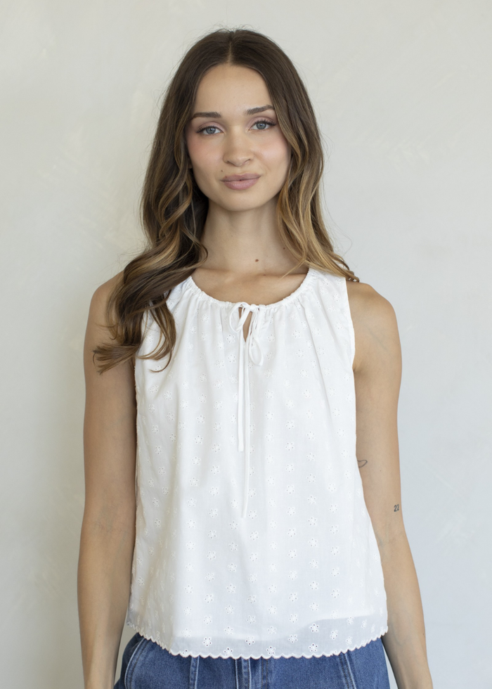Cotton Eyelet Top - White