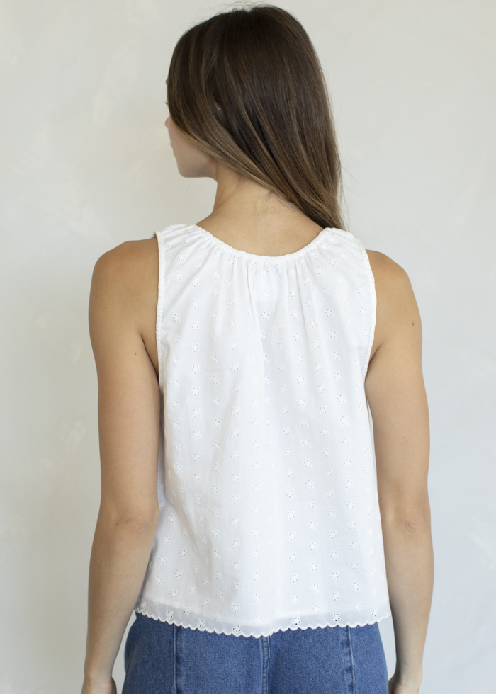 Cotton Eyelet Top - White