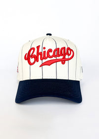 Cubs Vintage Logo Pinstripe Hat - Navy
