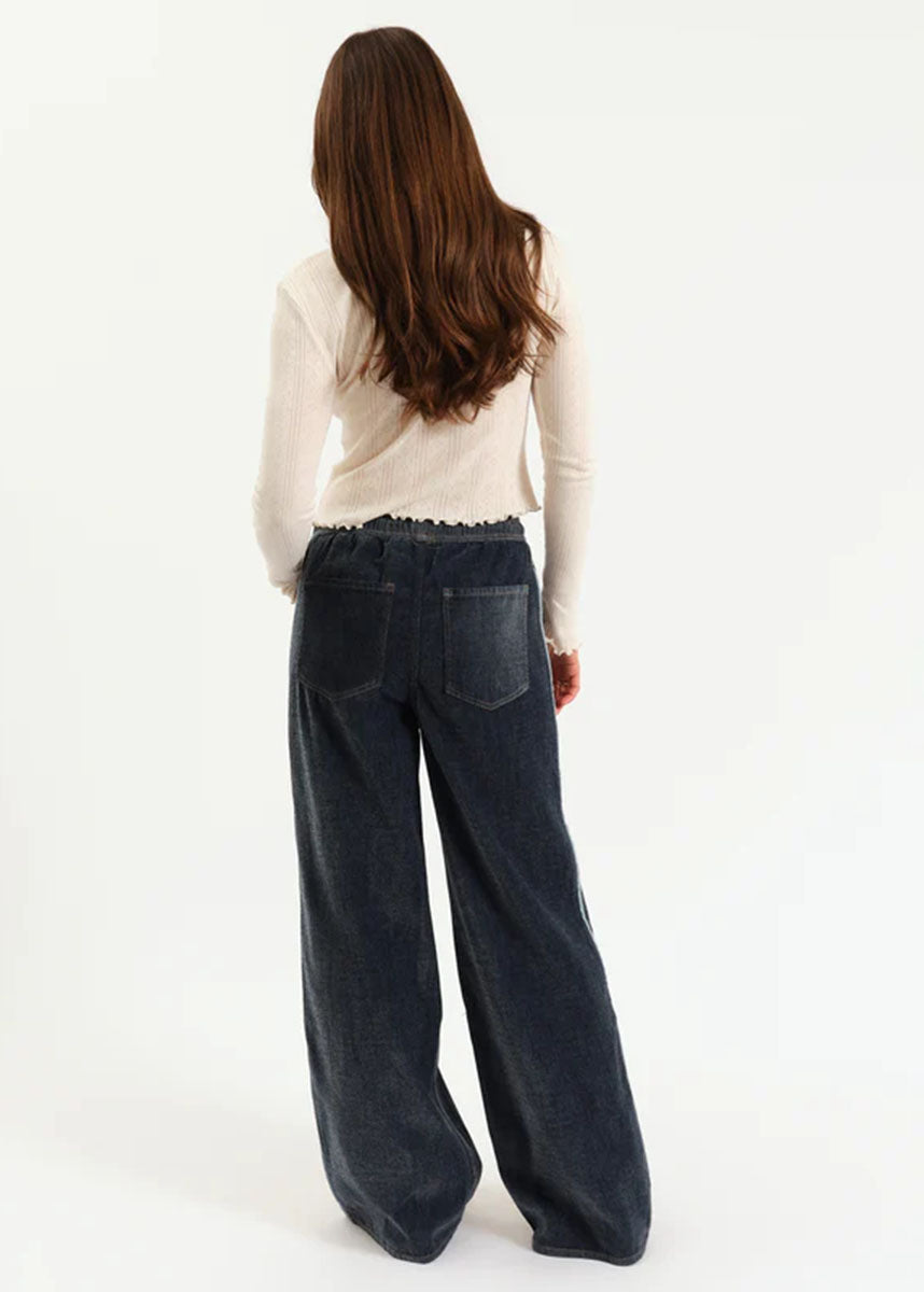 The Cozy Wide Leg Pull-On Jean - Sky Whisper