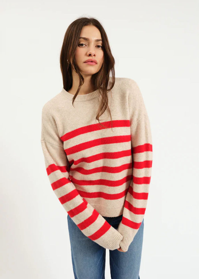 Carlyle Everyday Crewneck Sweater - Red Oat Stripe