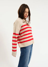 Carlyle Everyday Crewneck Sweater - Red Oat Stripe