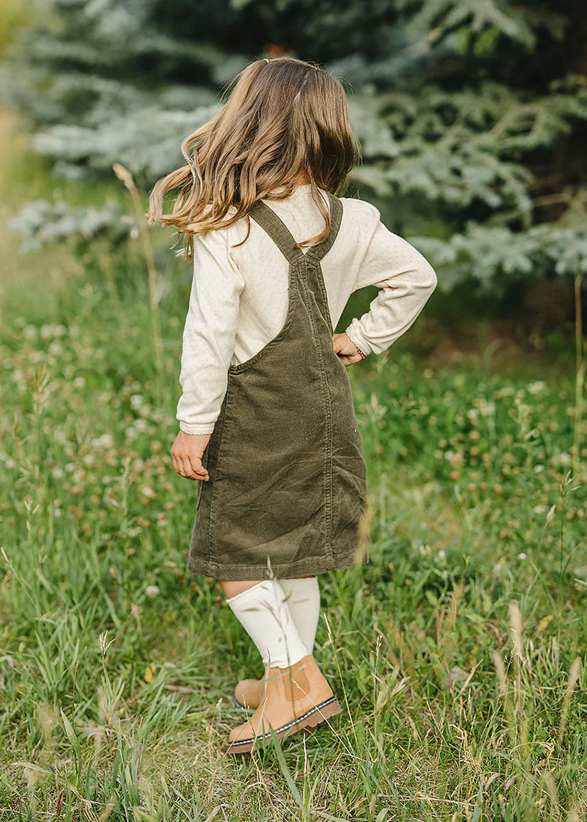 Green Corduroy Overall Dress