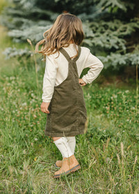 Green Corduroy Overall Dress
