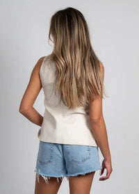 Teagan Linen Vest - Beige