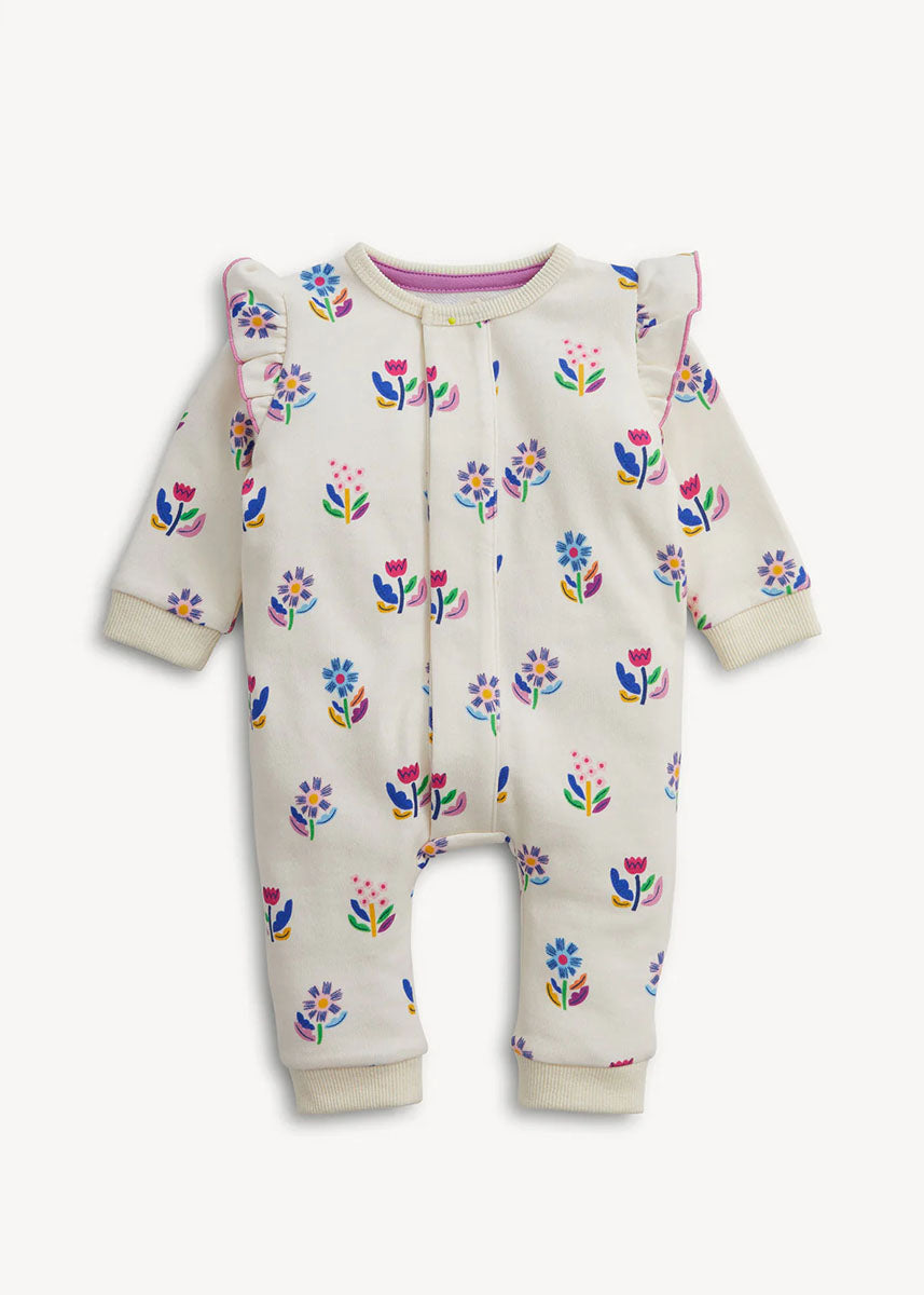 Magnetic French Terry Romper - Floral Ivory