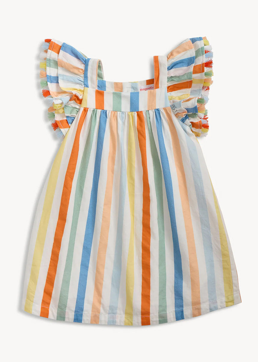 Woven Flutter Sleeve Dress - Multi Stripe