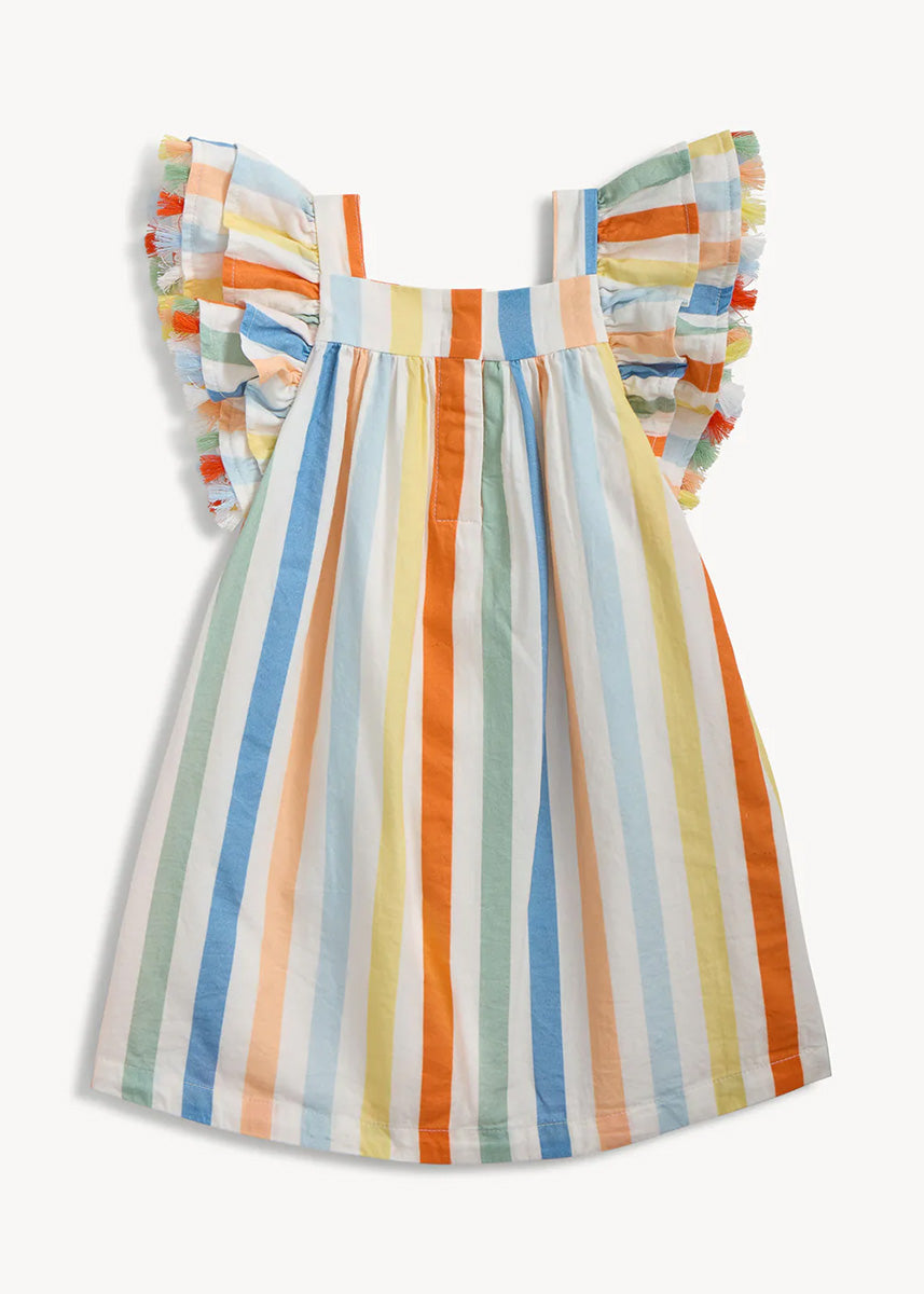 Woven Flutter Sleeve Dress - Multi Stripe