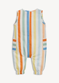 Woven Sleeveless Long Romper - Multi Stripe