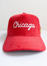 Chicago Blackhawks Wide Whale Cord Baseball Cap - Red
