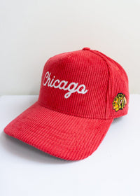 Chicago Blackhawks Wide Whale Cord Baseball Cap - Red