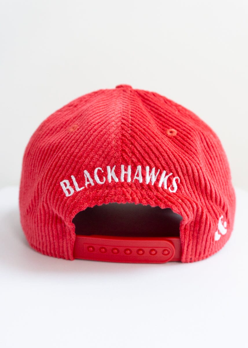 Chicago Blackhawks Wide Whale Cord Baseball Cap - Red