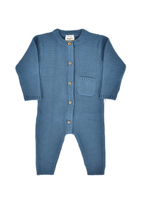 Garter Stitch Romper - Bluestone