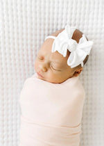 Fab Skinny Nylon Bow Headband - White