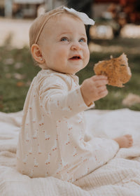 Organic Cotton Playsuit - Taupe Geese