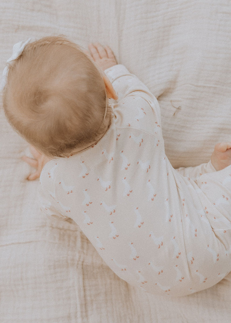 Organic Cotton Playsuit - Taupe Geese