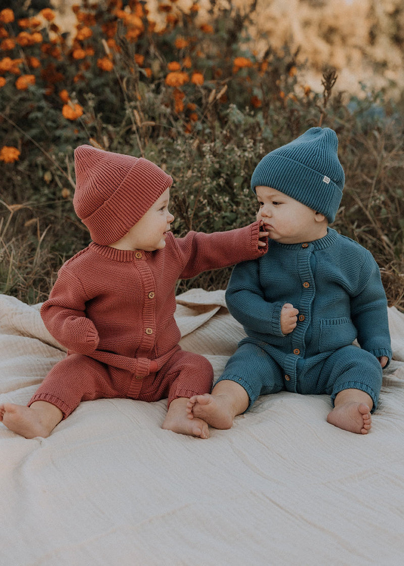 Garter Stitch Romper - Rosewood