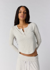 Dream State Henley Top - Heather Grey