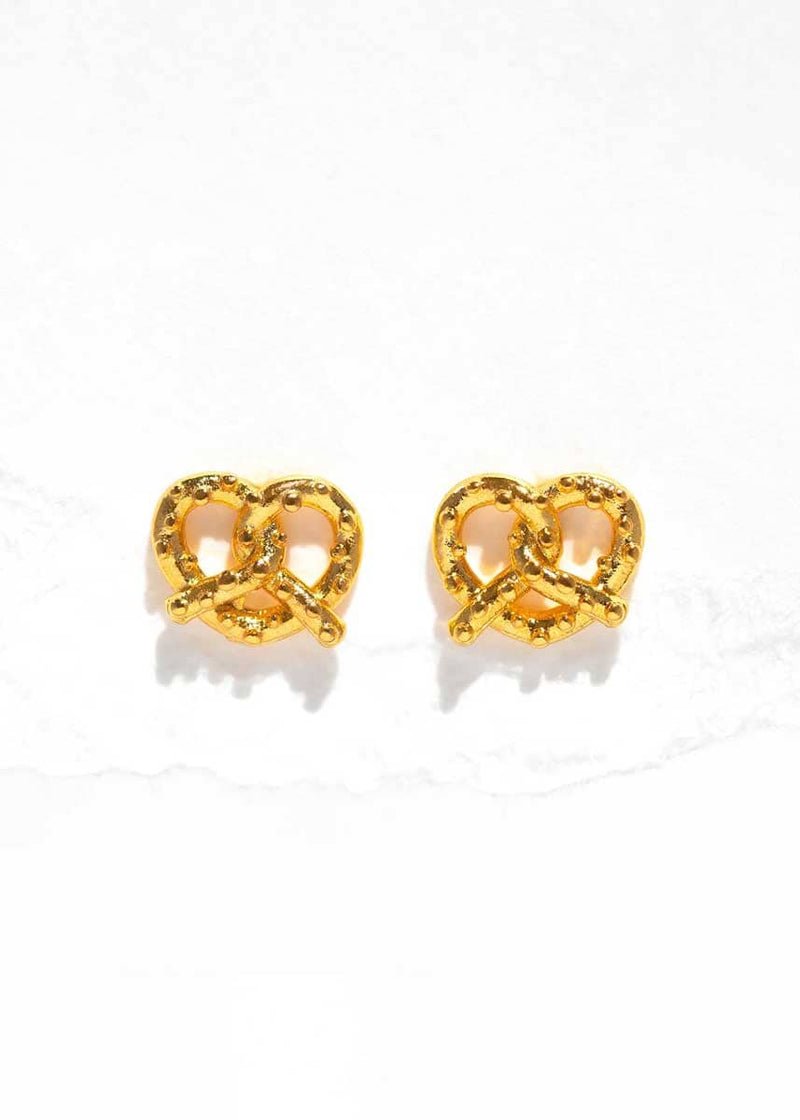 Knot Your Average Pretzel Studs - Gold