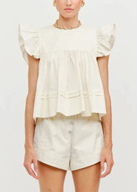 Leah Cotton Ruffle Top - Cream