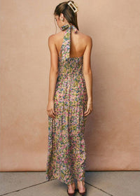 Jessa Halter Tiered Dress - Pink Floral