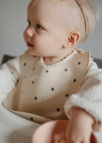 Silicone Baby Bib - Black Daisy