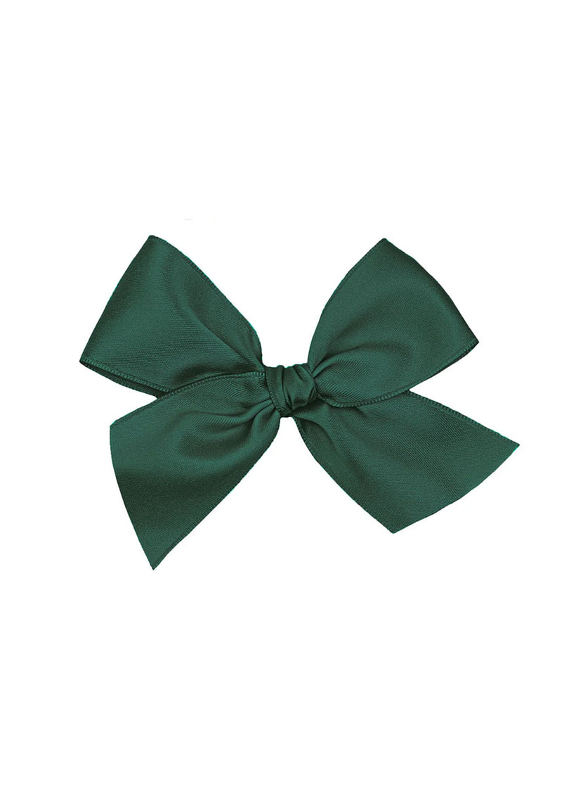 Large Satin Bow Clip - Evergreen