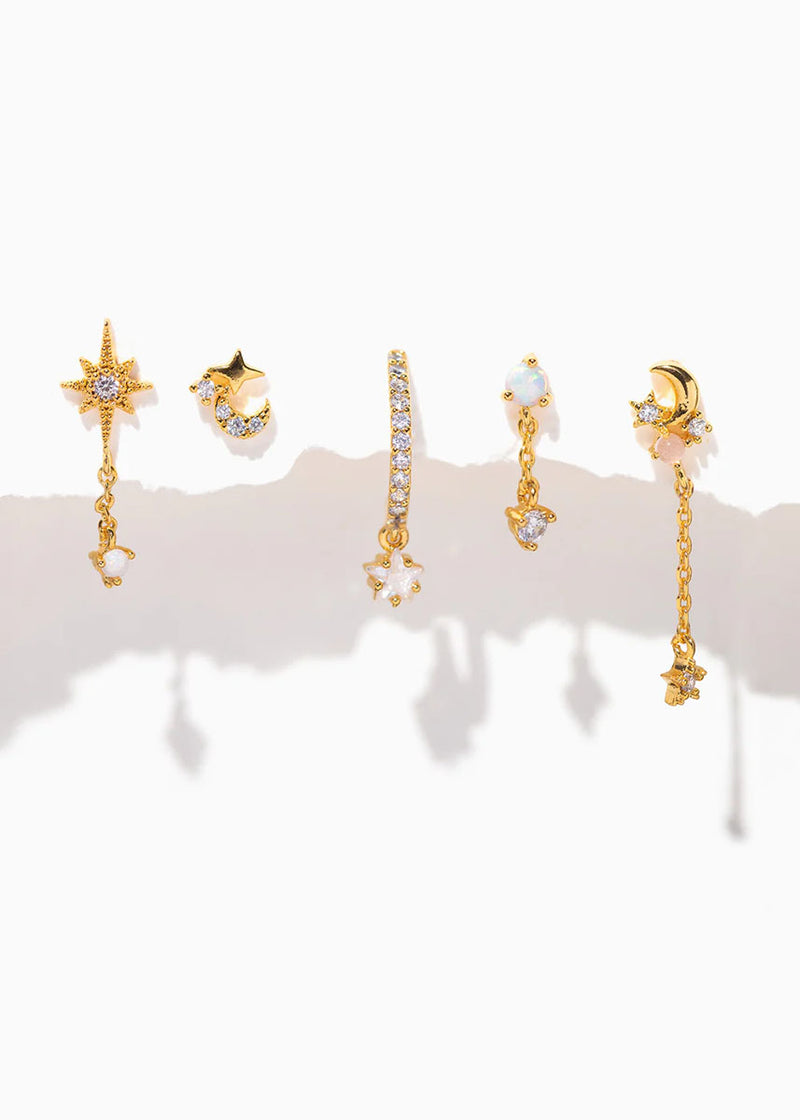 Twinkle Opal Earring Set - Gold