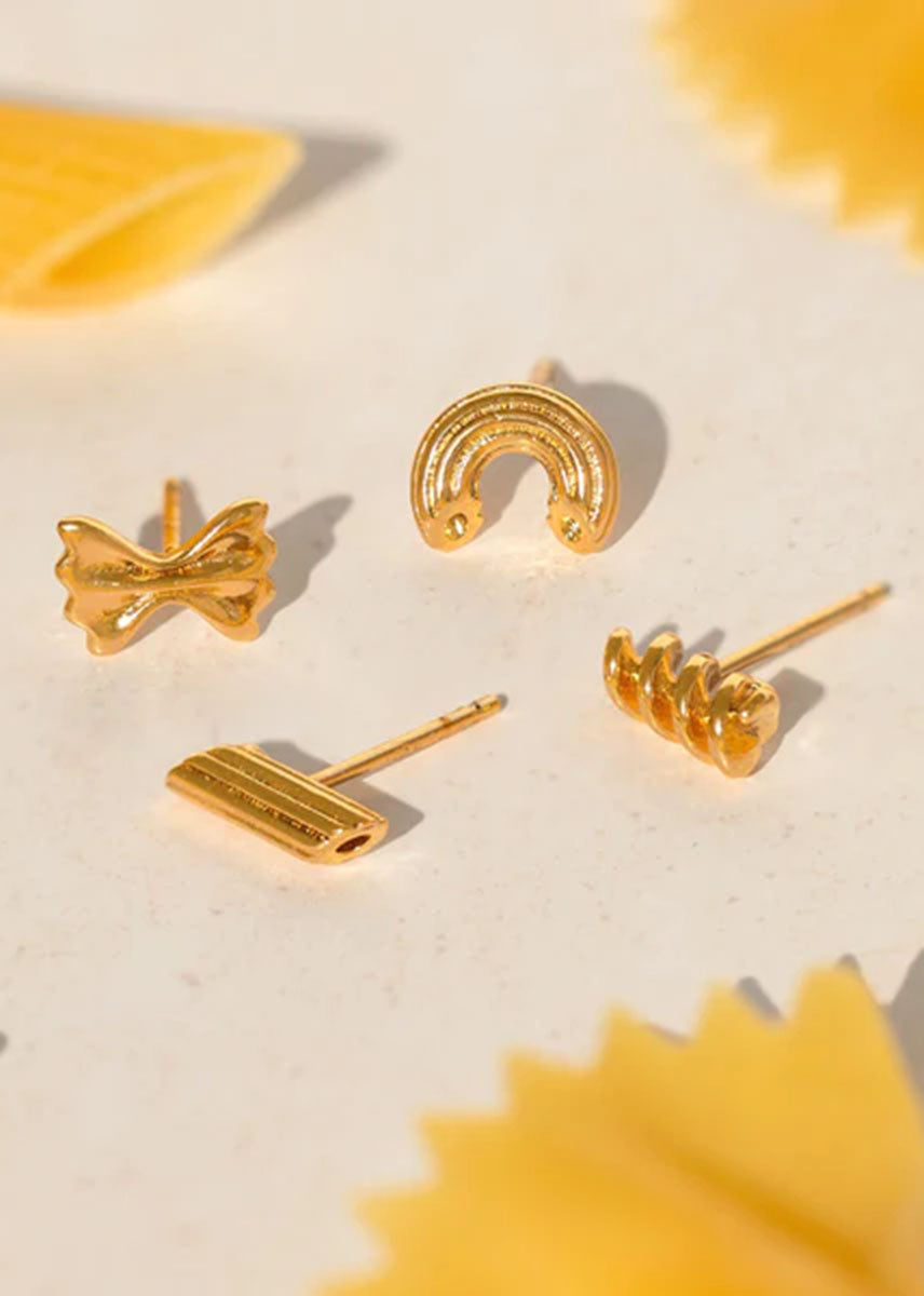 Al Dente Pasta Stud Set - Gold