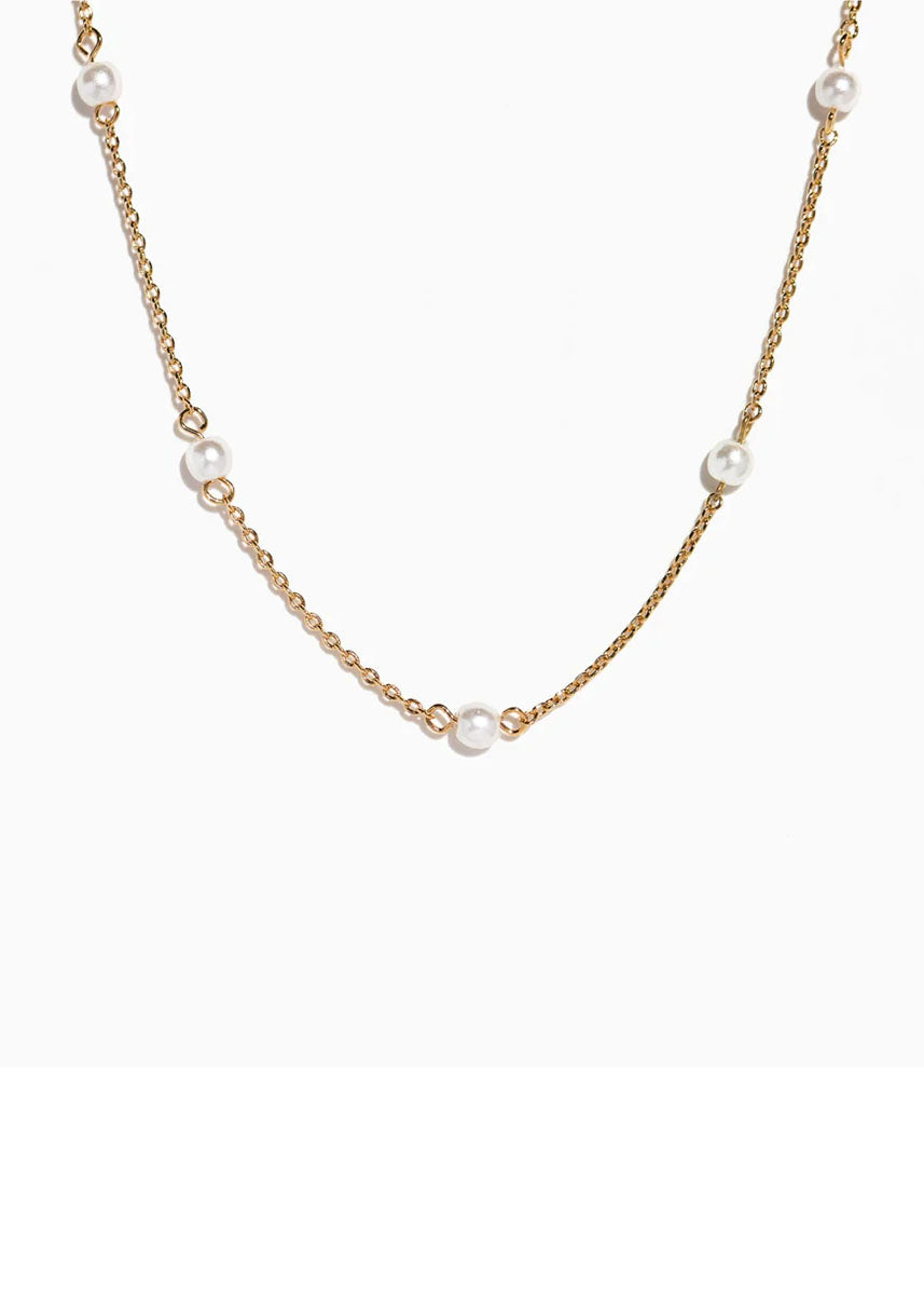 Delicate Pearl Necklace - Gold