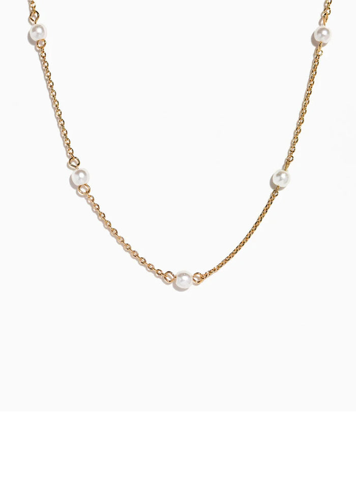 Delicate Pearl Necklace - Gold