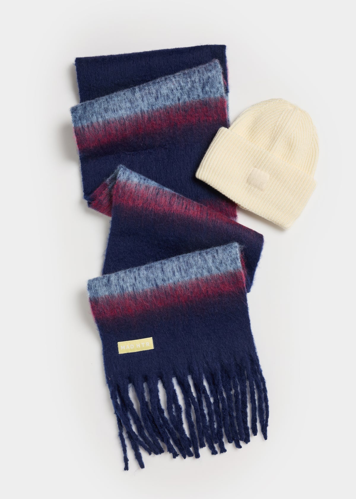 MAD HTR Oversized Blanket Scarf - Navy Multi Stripe