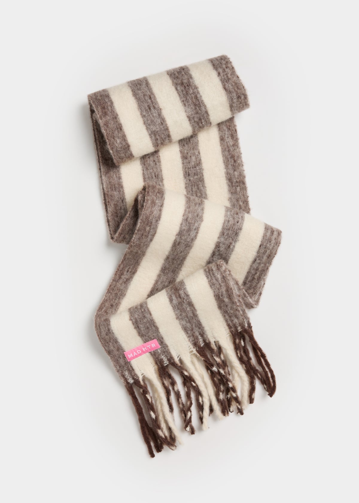 MAD HTR Oversized Blanket Scarf - Espresso & Cream Stripe