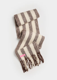 MAD HTR Oversized Blanket Scarf - Espresso & Cream Stripe