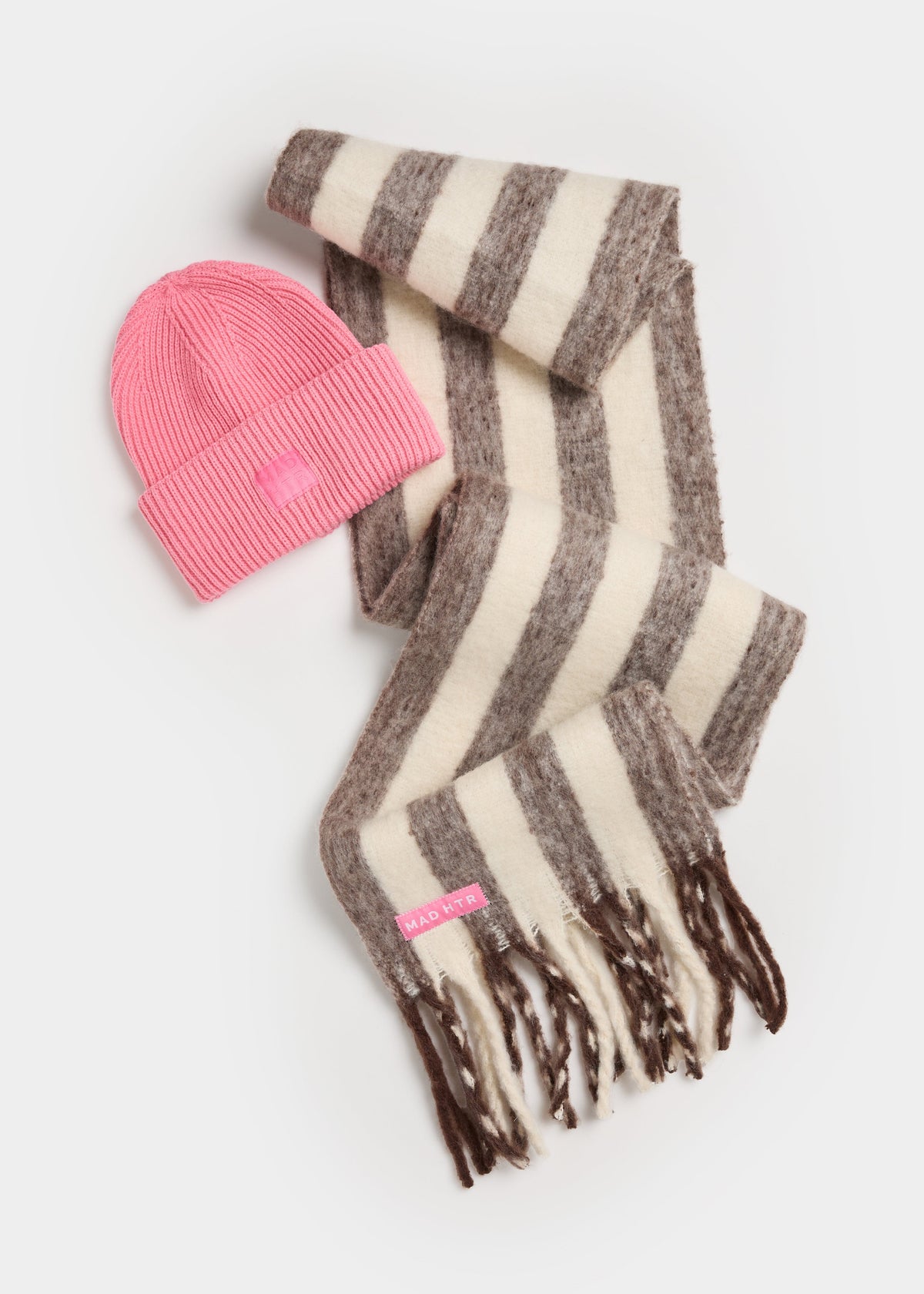 MAD HTR Oversized Blanket Scarf - Espresso & Cream Stripe