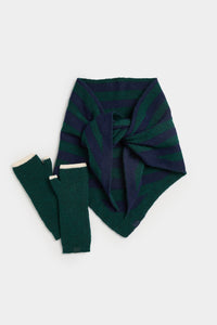 MAD HTR Triangle Scarf - Navy & Green