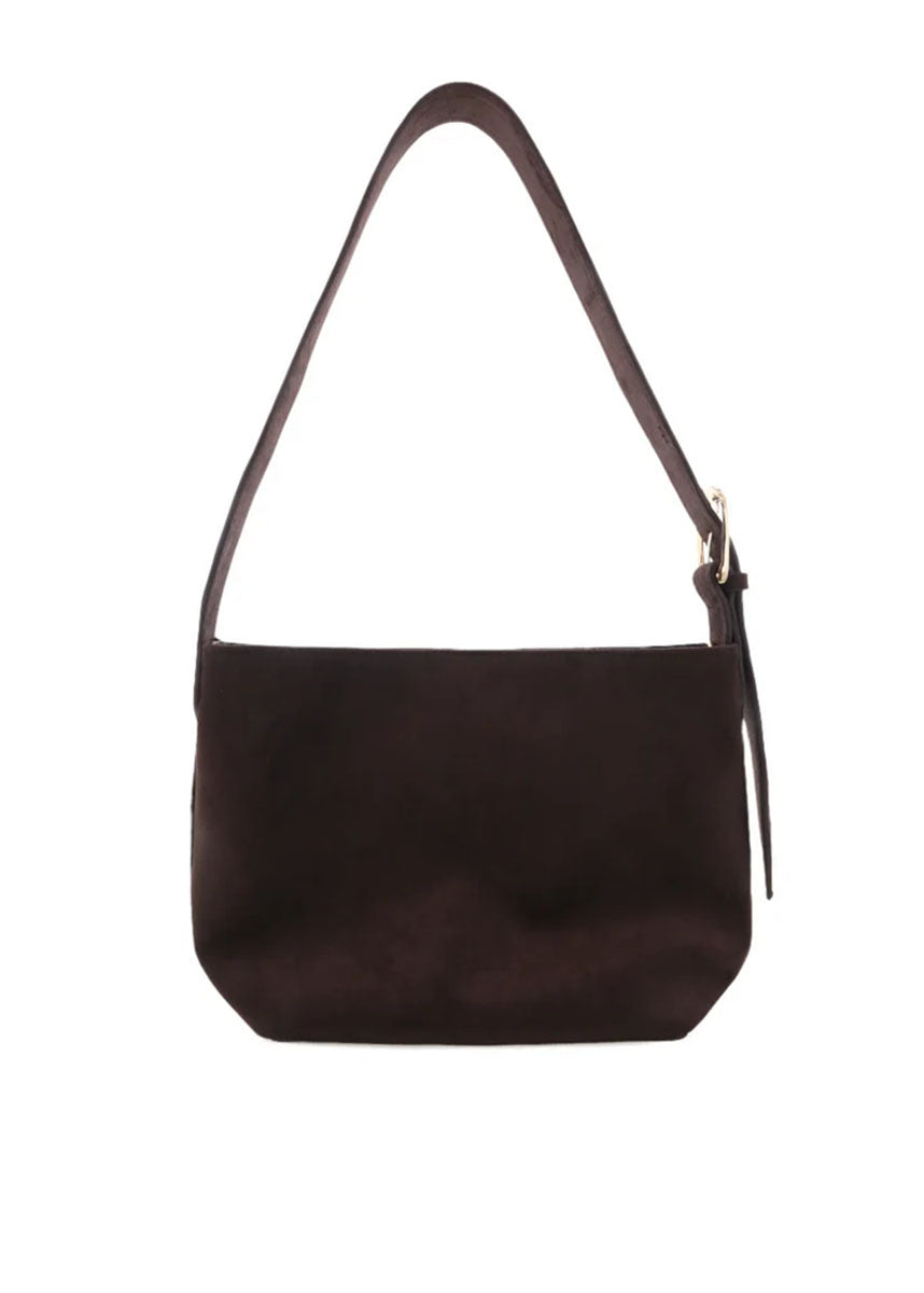 Freya Suede Shoulder Bag - Dark Cacao