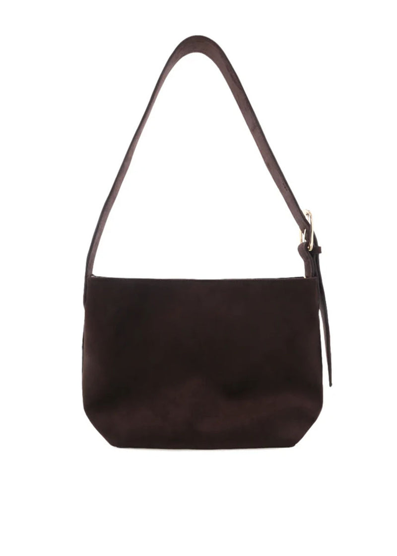 Freya Suede Shoulder Bag - Dark Cacao