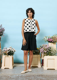 Laissa Checkered Top - Creme