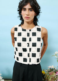 Laissa Checkered Top - Creme