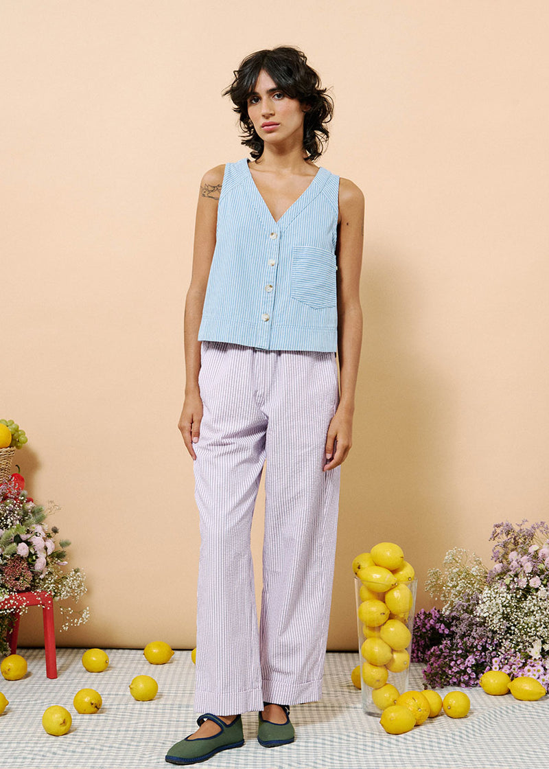 Colza Striped Vest - Bleu Clair