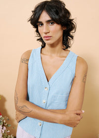 Colza Striped Vest - Bleu Clair