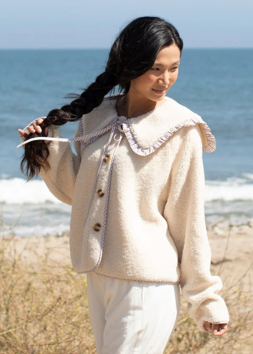 Bette Gingham Ruffle Point Jacket - Latte