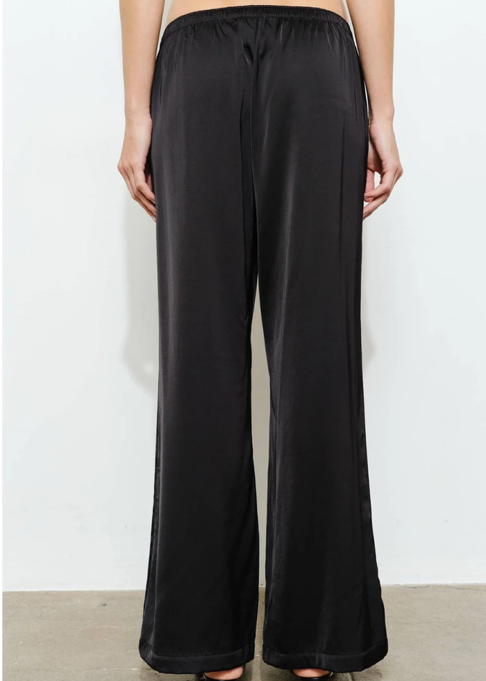 Fiona Satin Track Pants - Black & Cream